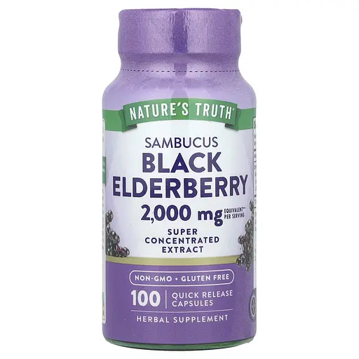 Черная бузина Nature's Truth Sambucus Black Elderberry 2000 мг 100 капсул быстрого высвобождения