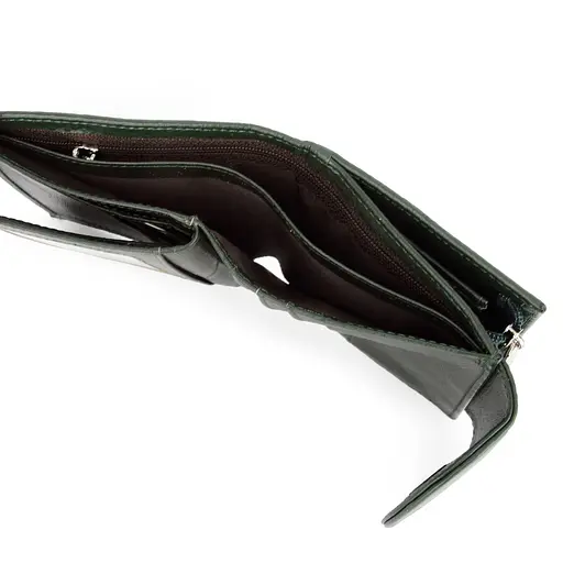 Гаманець жіночий шкіряний маленький Las Fernando 110-103 G темно-зелений - фото 4