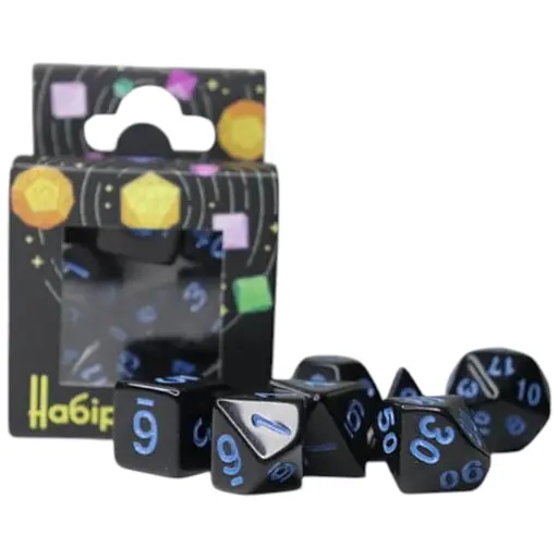Набор кубиков Opaque 7 Dice Set - Black (w-blue) , 7 шт. (g7dopaq12)