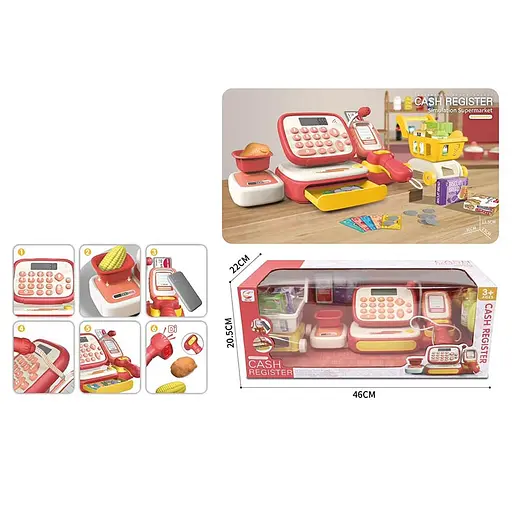 Касовий апарат із набором, візок, на батарейках, музика, світло, 46x20.5x22 см, 8101