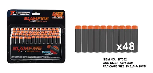 Набор мягких патронов ВТ352 Turbo Slamfire Maх 48 шт., на блистере (6959593464352) - фото 1