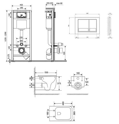 Набір Q-tap Nest 4 в 1 підвісний унітаз Gemini Ultra Quiet 530х365х373 + комплект інсталяції QT2533076EUQW46160 - фото 2
