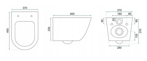 Подвесной унитаз Rea Carlo mini flat gold edge black REA-C8800, Черный матовый - фото 6