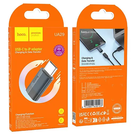 Перехідник адаптер TYPE C male Lightning female Hoco UA29 на 3 ампери - фото 6