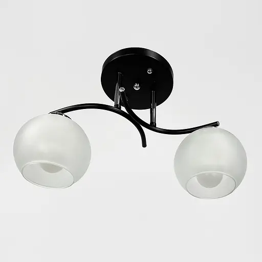 Стельова люстра в чорному корпусі на 2 плафони 40х16 см | Арт. 50568/2B CH+BK+WT | Line F - фото 2