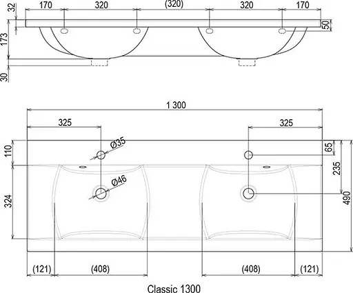 Умивальник Ravak Classic 1300 XJD01113000, Білий - фото 4