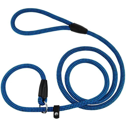 Поводок-удавка для собак Barksi Active (длина 183 см диаметр 12 мм) шахматы черно-голубой - фото 1
