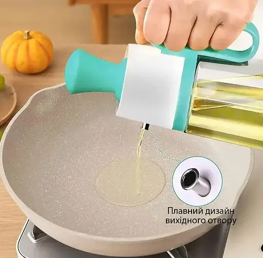 Диспенсер дозатор для масла уксуса соуса стеклянная бутылка с силиконовой щеткой 2в1 630 мл, Danmenqing Бирюзовый 85107 - фото 7