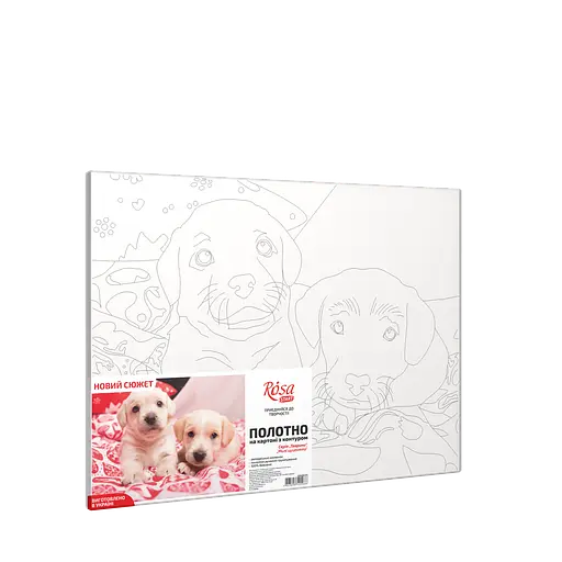 Полотно на картоне с контуром Rosa Start Милые щенки 30х40 хлопок акрил - фото 3