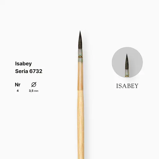 Кисть белка круглая натуральная Isabey, №4, перо, короткая ручка - фото 2