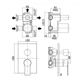 Змішувач для ванни/душу на 3 споживача Paffoni Tango з металевою накладкою chrome TA019CR/M, Хром - фото 2