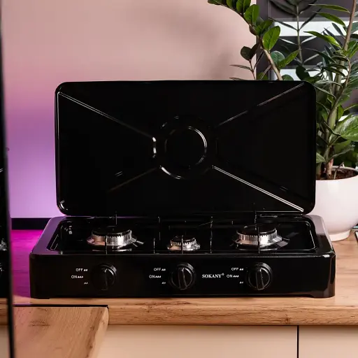 Газовая настольная плита Sokany SK-07003 на 3 конфорки под баллонный газ  - фото 5