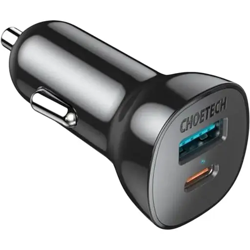 Автомобильное зарядное устройство Choetech (1USB Type C; 1USB) 38W PD3.0 QC3.0 Black (TC0005)