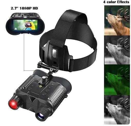 Прибор (бинокуляр) ночного видения NV8160 (до 400м) с креплением на голову и шлем (Черный) - фото 2