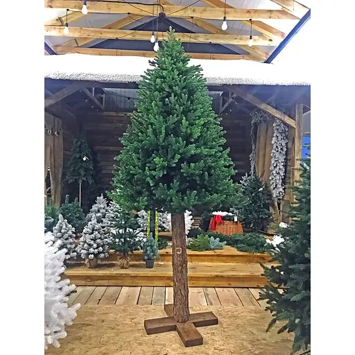 Ялинка Hvoya Traditional реалістична лита з дерев'яним стовбуром 3 м зелена