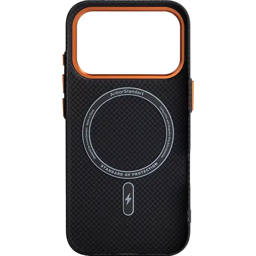 Чехол ArmorStandart LikeCarbon2 SE MagCase для Apple iPhone 17 Pro Kevlar Black Orange (ARM89164) [156301] - фото 2