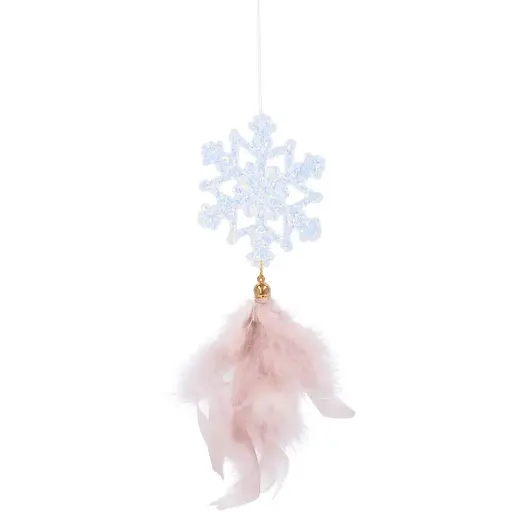 Набор украшений-подвесок Chomik Олень Колокольчик Снежинка с перьями 22 см 3 шт. шампань (5900779855861) - фото 4