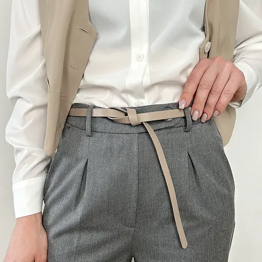 Ремінь-вузол шкіряний кольору мокко жіночий HC-1502 (115-120 см) - фото 2