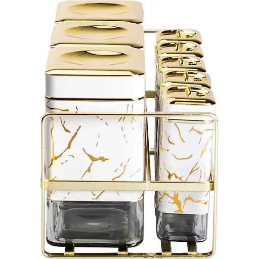 Набор емкостей для хранения Yiwu 650/150 мл на металлической белый подставке 8 шт. HP-1365 - фото 4