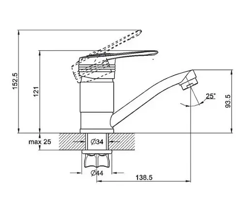 Смеситель для кухни Udis PED4-B181 однорычажный Хром 30412 - фото 2