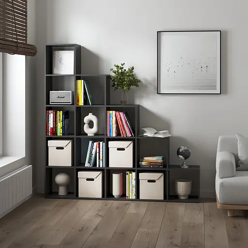 Книжная полка стеллаж Vays M-5 с 15 ячейками этажерка для дома игрушек и декора ЛДСП 178x29x178 см - фото 5