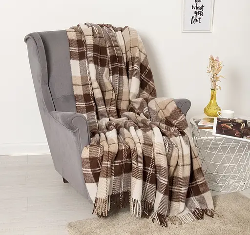 Плед вовняний Vladi Ельф 140х200 біло-бежево-теракотовий 2 (1065) - фото 1