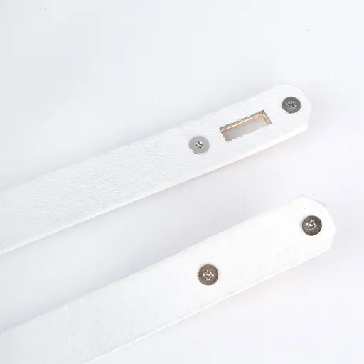 Ремень женский белый кожаный узкий JK-2031 с золотой пряжкой (110 см) - фото 5