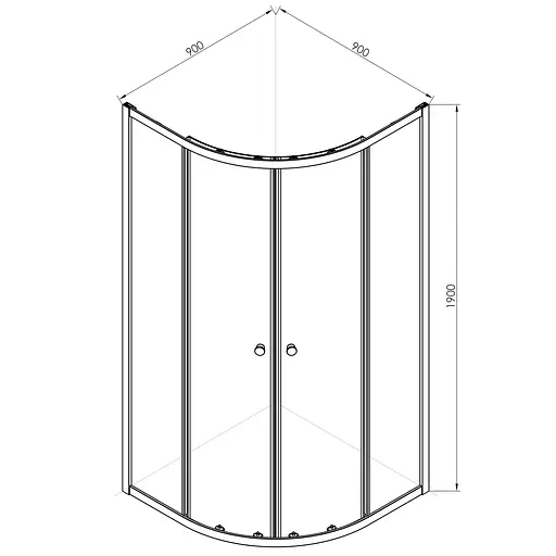Душевая кабина угловая RJ 90x90 раздвижная прозрачное стекло 6 мм с PVC подиумом хром K1 900T-1004, прозрачный, хром - фото 2