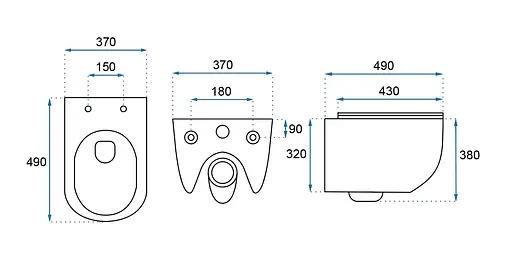 Подвесной унитаз Rea Carlo Mini rimless flat black REA-C8936, Черный - фото 4