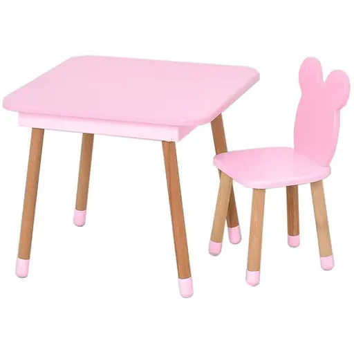 Столик со стулом Bambi "Мишка" 08-025R-BOX с ящиком розовый