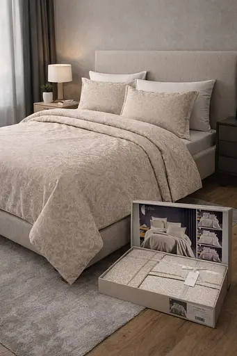 Набор покрывало евро 240х260 см с 2 наволочками 50х70 см бежевый TC303376214 - фото 1