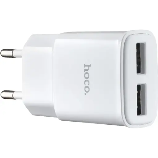 Мережевий зарядний пристрій Hoco C88A Star round dual port charger ( EU ) Білий - фото 1