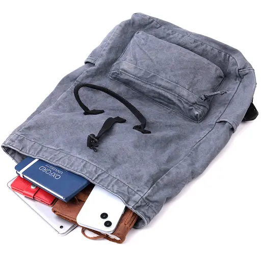 Модный городской рюкзак-мешок унисекс из плотного текстиля Vintage 34х38х12 см sum0027393 - фото 5