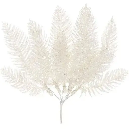 Искусственная ветка 24см Флористический материал для декора с глитером Белый - фото 1
