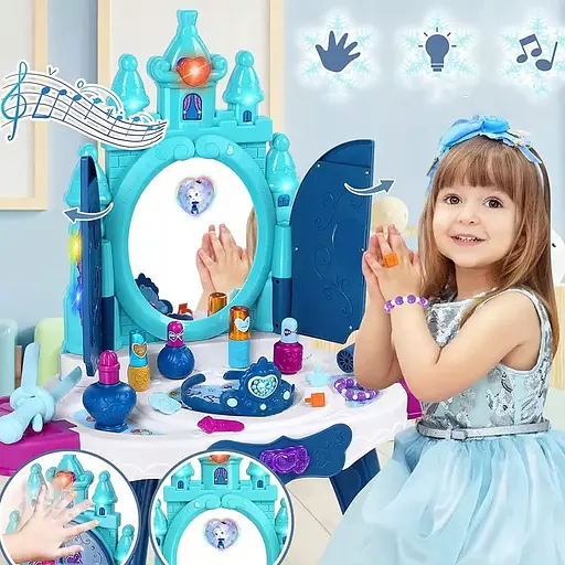 Туалетний столик Ramiz дитячий з функцією світла та звуку + аксесуари блакитний 8223B - фото 4