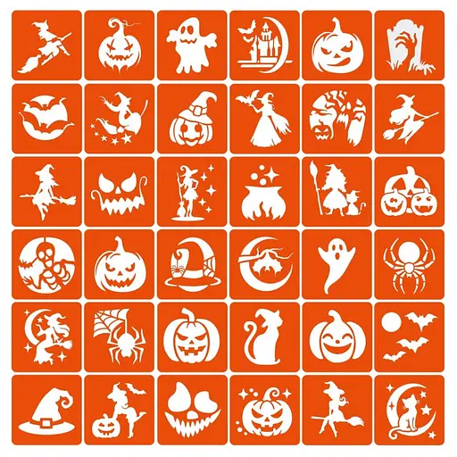 Набор трафаретов для био-тату "Хэллоуин №3" Fresh Tattoo Hallowween-3-36, 36 трафаретов 5х5 см - фото 1