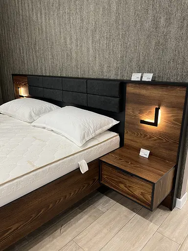 Кровать (каркас) Perfect Home Милтон/Milton 160 с мягким изголовьем двуспальная Каштан/антрацит (PFH-091084) - фото 6