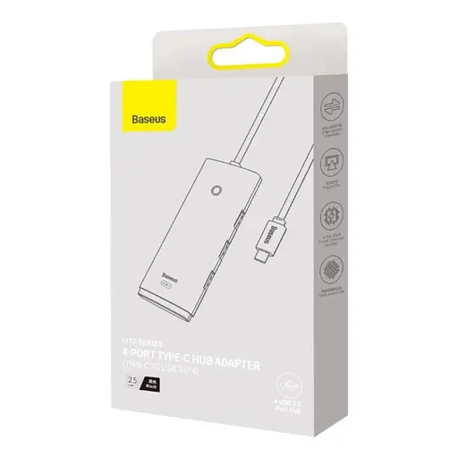 Хаб разветвитель Baseus Lite Series 4 портовый Usb-C - 4 Usb-A 3.0 25 см (WKQX030301) - фото 3