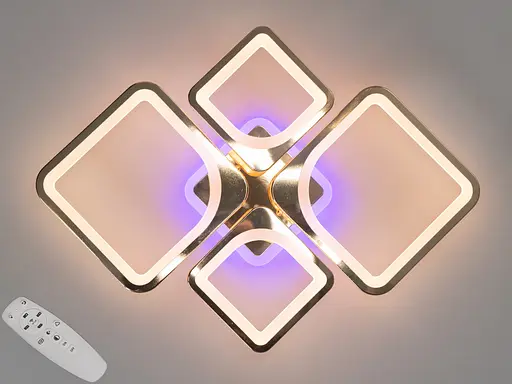 Стельова люстра з диммером і LED підсвічуванням, колір золото, 100W - фото 1