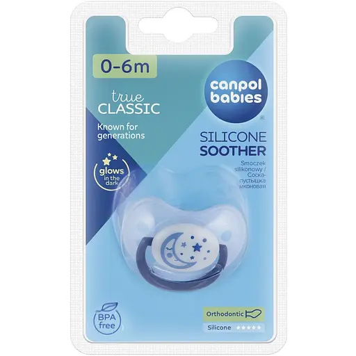 Пустышка Canpol babies Night Dreams силиконовая анатомическая 0-6 мес. голубая (22/500_blu_new) - фото 3