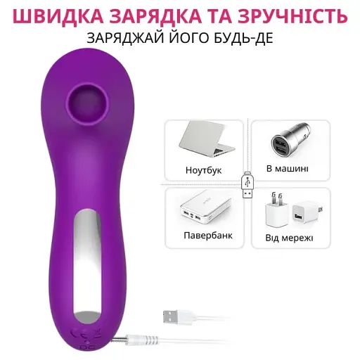 Вакуумный стимулятор клитора I’MCUM Purple Pulse 10 режимов стимуляции Фиолетовый (IM-KXY221) - фото 6