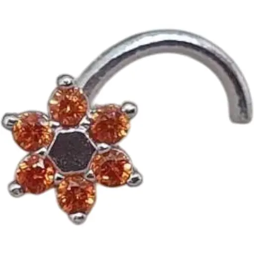 Серебряная серьга-пирсинг Астор в нос с фианитами. 8182434Р ОРАНЖ