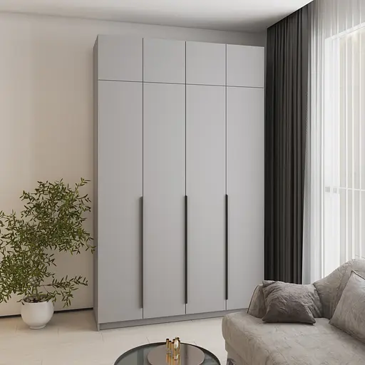 Шафа 4-дверна з антресоллю MebelStar Оскар ДСП BL-B, комплект полиць 160x52x260 см Сіра мишка (MBS-5016) - фото 1