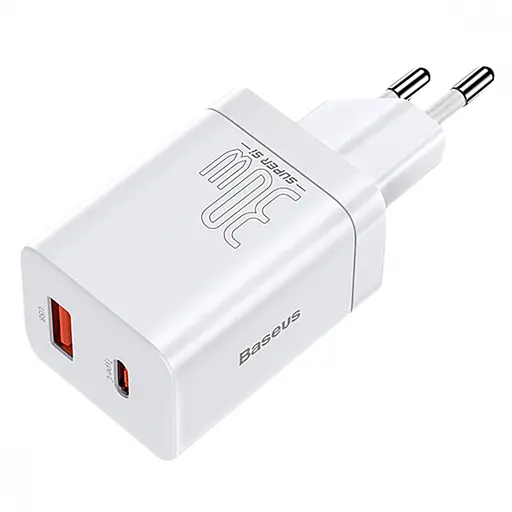 Сетевое зарядное устройство для Baseus Super Si Pro Quick Charger Type-C+USB 30W белый(33681 white)