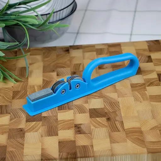 Точилка для кухонных ножей ручная механическая пластиковая с точильным камнем, A-plus Голубой 85441 - фото 4