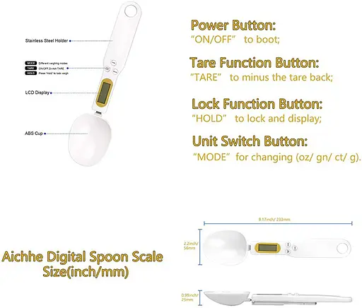 Цифрова розумна кухонна ложка-ваги 0.1-500 г з РК-дисплеєм з точністю 0.1 г, A-Plus Білий 87393 - фото 3
