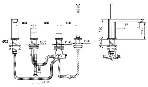 Смеситель на борт ванны Kohlman Foxal chrome QB244F Хром - фото 3