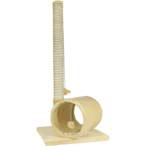 Дряпка Lucky Pet Велетень двокольоровий з тунелем сизаль + джут хутро бежеве 36х36х85 см