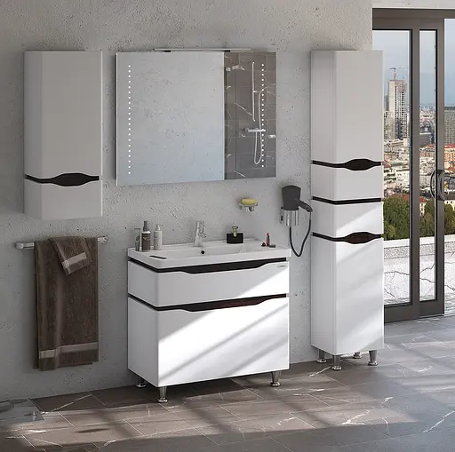 Пенал підлоговий Sanwerk "Алесса" 35 венге з кошиком для білизни MV0000134 правий, Венге - фото 2