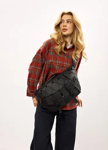 Женская сумка-бананка под ноутбук Sambag Urban Pro черная 46×26 см (51411264) - фото 1